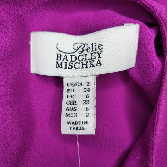 Badgley Mishka Belle Sleeveless Sheath Dress Tiered Top Purple | Size 2 - Picture 8 of 11